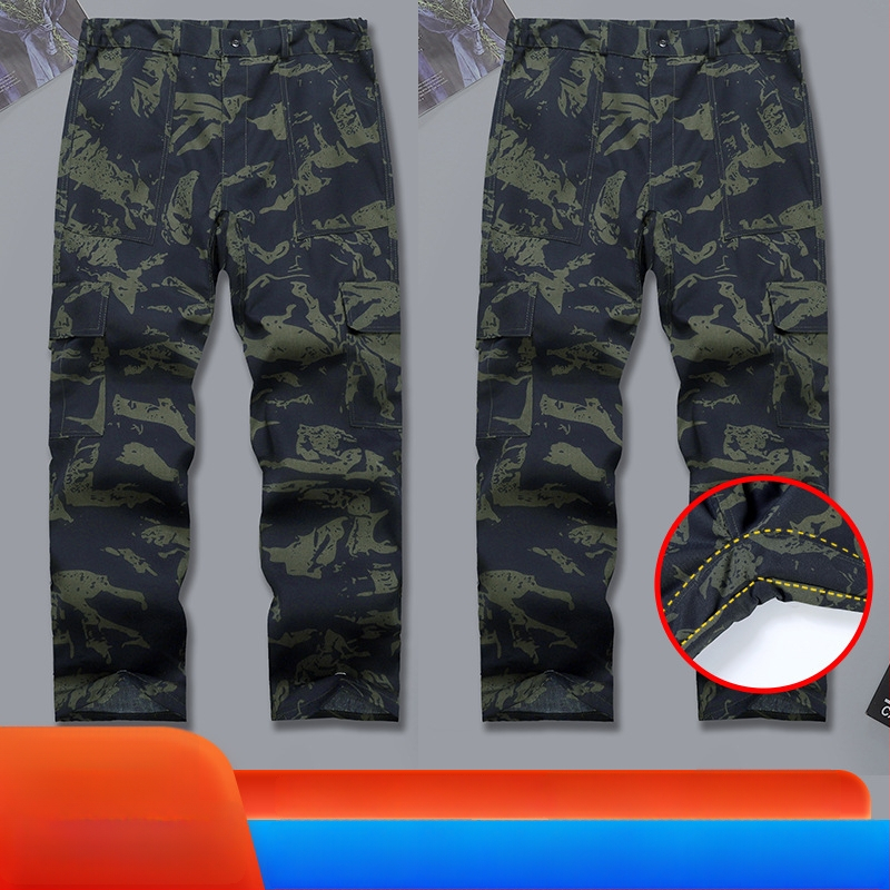 Kamufliažiškai tiesaus kirpimo kelnes, audinys: cheminių pluoštų mišinys, funkcija: nuo nešvarumų, raštas: kamufližas, tinkama visoms sezonoms, prekės kodas Jd001