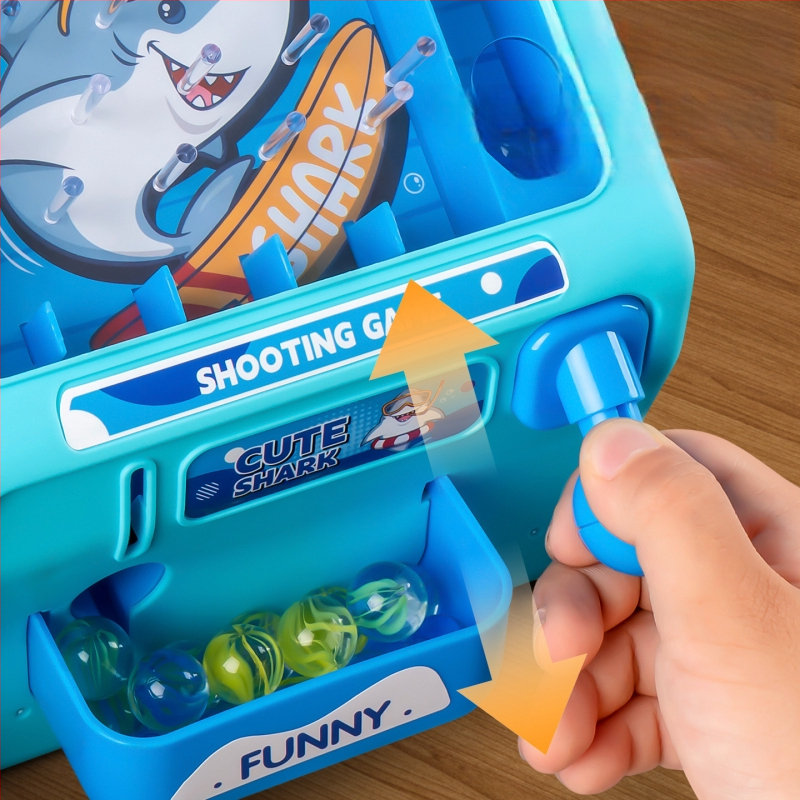 Akmenėlių šaudymo žaislų mašina — edukacinė žaislų vaikams 4–6 metų, plastikinė konstrukcija, modelis 8833, spalvota dėžutė