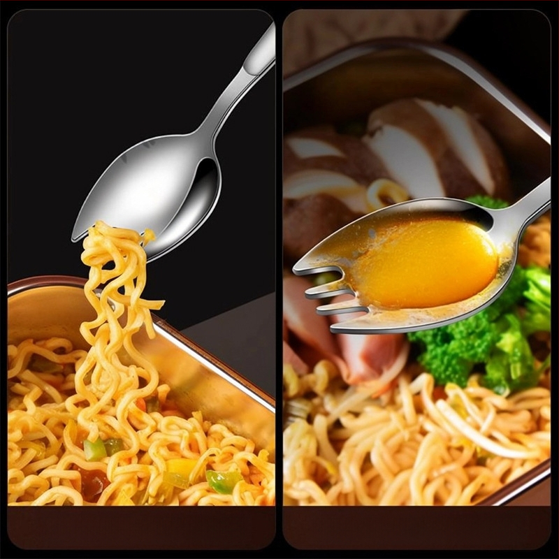 316 nerūdijančio plieno integruotas šakutės-lėkštės įrankis, ilga rankena, veidrodinis poliravimas, paprastas stilius, Hehe bear raštas, suaugusiems