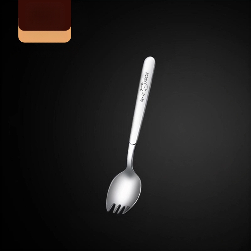 316 nerūdijančio plieno integruotas šakutės-lėkštės įrankis, ilga rankena, veidrodinis poliravimas, paprastas stilius, Hehe bear raštas, suaugusiems