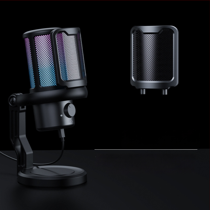 V1Pro kondensaatormikrofon otseülekandeks ja arvutiga salvestamiseks, traadita, RGB valgustus, sagedusriba 60 Hz–15 kHz, SNR ≥60 dB, omnidirektsionaalne