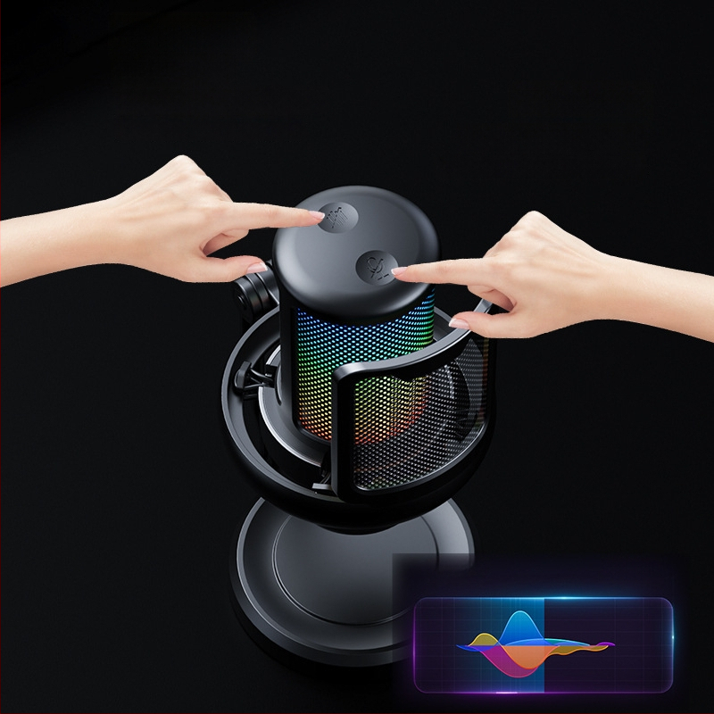 V1Pro kondensaatormikrofon otseülekandeks ja arvutiga salvestamiseks, traadita, RGB valgustus, sagedusriba 60 Hz–15 kHz, SNR ≥60 dB, omnidirektsionaalne