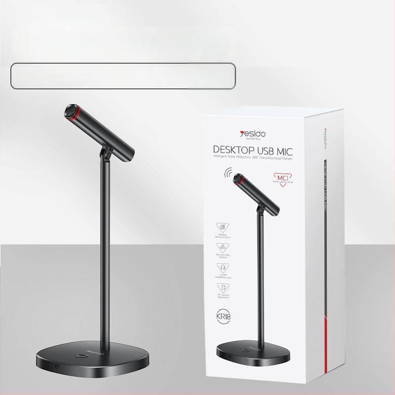 Yesido USB kondensaatormikrofon laua mikrofoni mürasummutusega, Plug‑and‑Play, SNR ≥ 70 dB — sobib mängudele, laulmisele ja otseülekannetele