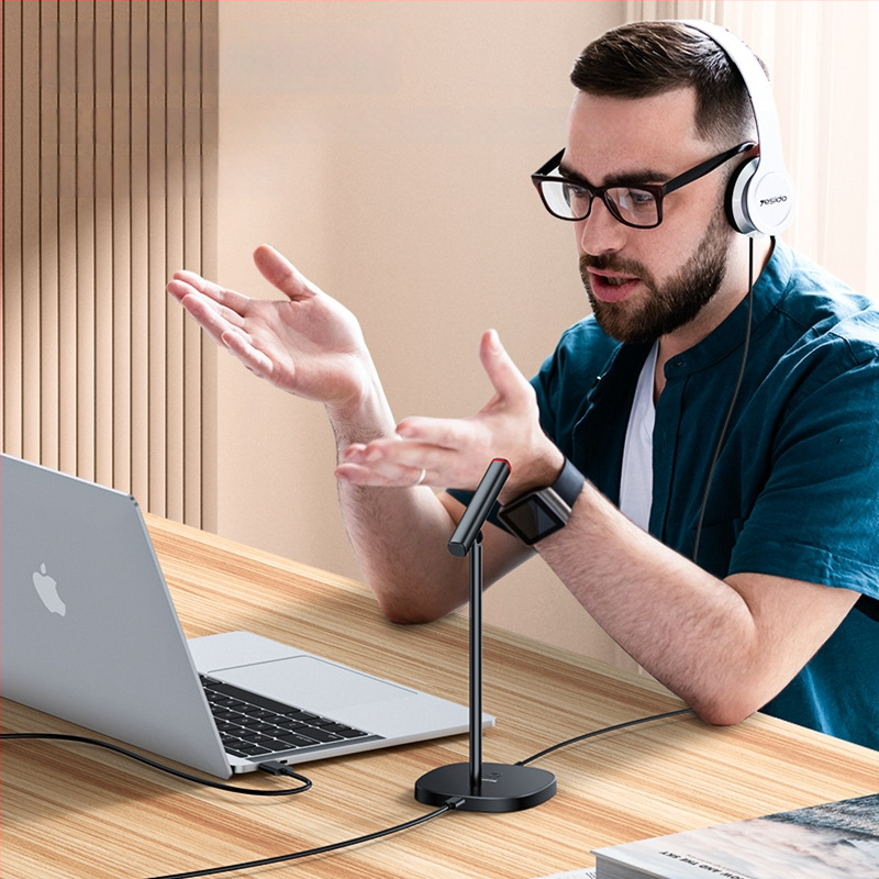 Yesido USB kondensaatormikrofon laua mikrofoni mürasummutusega, Plug‑and‑Play, SNR ≥ 70 dB — sobib mängudele, laulmisele ja otseülekannetele
