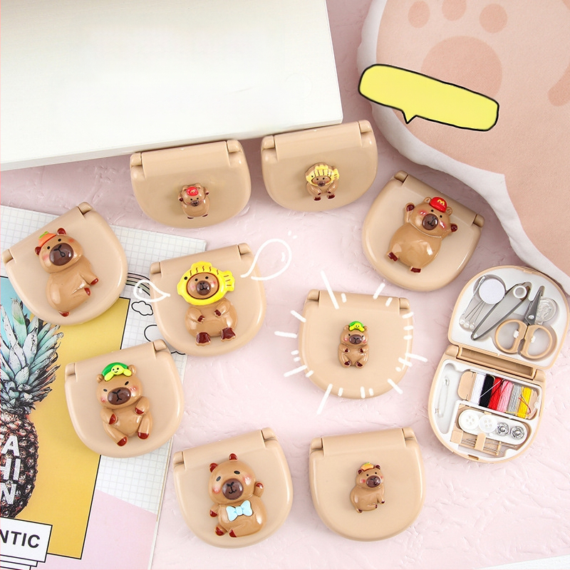 Siuvimo dėžutė E09 — Nešiojama animacinio stiliaus siuvimo dėžutė, siuvimo rinkinys rankiniam siuvimui, svoris 41–54 g