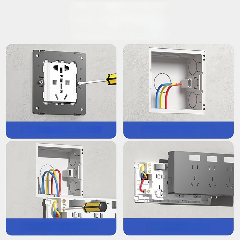 Virsvirsmas montēts paplašināšanas kontaktligzdas panelis ar 21 atveri, slēdzama barošana, fosforbronzas korpuss, 10 A, 250 V AC, vienmoduļu daudziena dizains