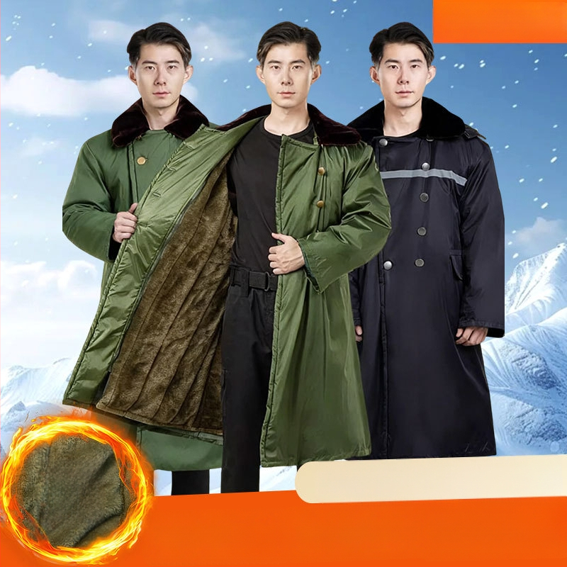 Karinio stiliaus ilgas paltas, polar fleece audinys, šiltas, vienos tonas, žiema, D-stilius