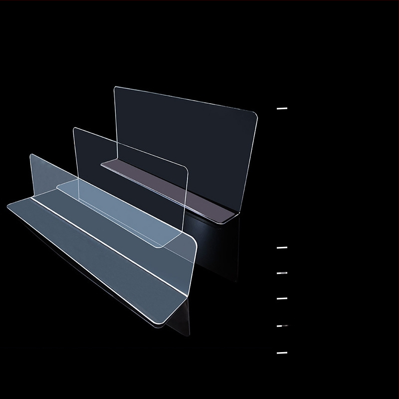 Magneetsed läbipaistvad riiulivahedajad, plastikust, lauale paigaldus, 4 kihti, lihtne ja kaasaegne disain