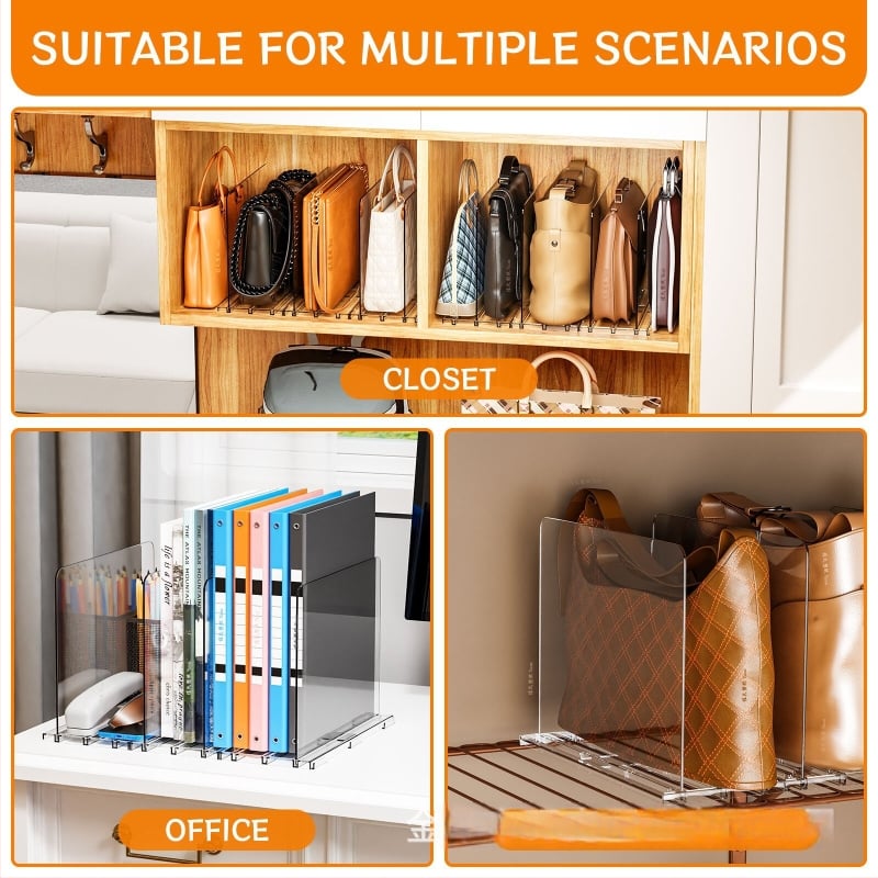 Läbipaistev akrüülriidekapi eraldaja, lauale paigaldatav, 1 kiht, sobib magamistuppa ja kontorisse ladustamiseks