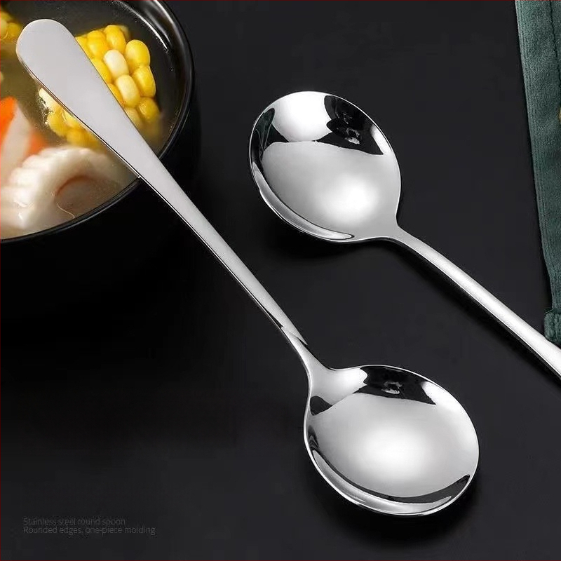 Nerūdijančio plieno apvalus šaukštelis suaugusiems — retro stilius, vandens poliravimas, 410 nerūdijantis plienas