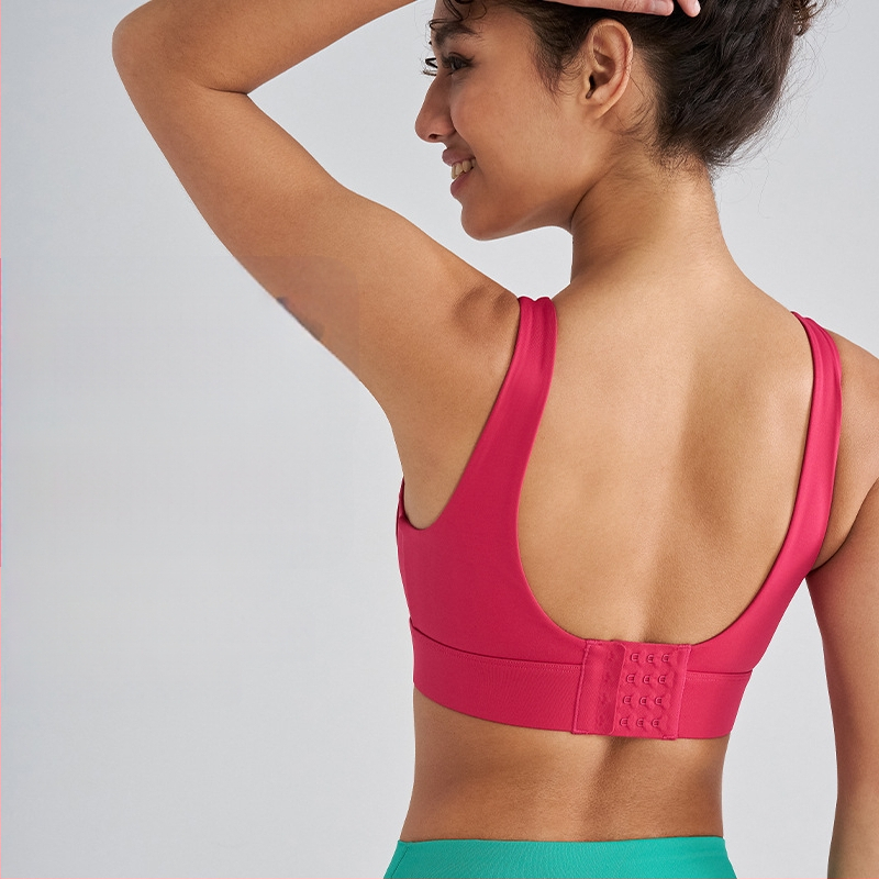 OTSA Moterų sportinė liemenėlė su integruota pagalvėle, vientisas jogos viršus, aukštas palaikymas, keturių eilių nugaros uždarymas, fiksuotos dvigubos pečiai