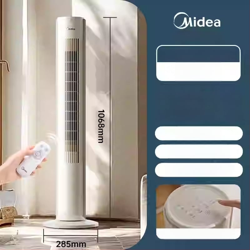Midea ZAF09MA be mentelių toros ventiliatorius, 40W, 220V, triukšmas 51–70 dB
