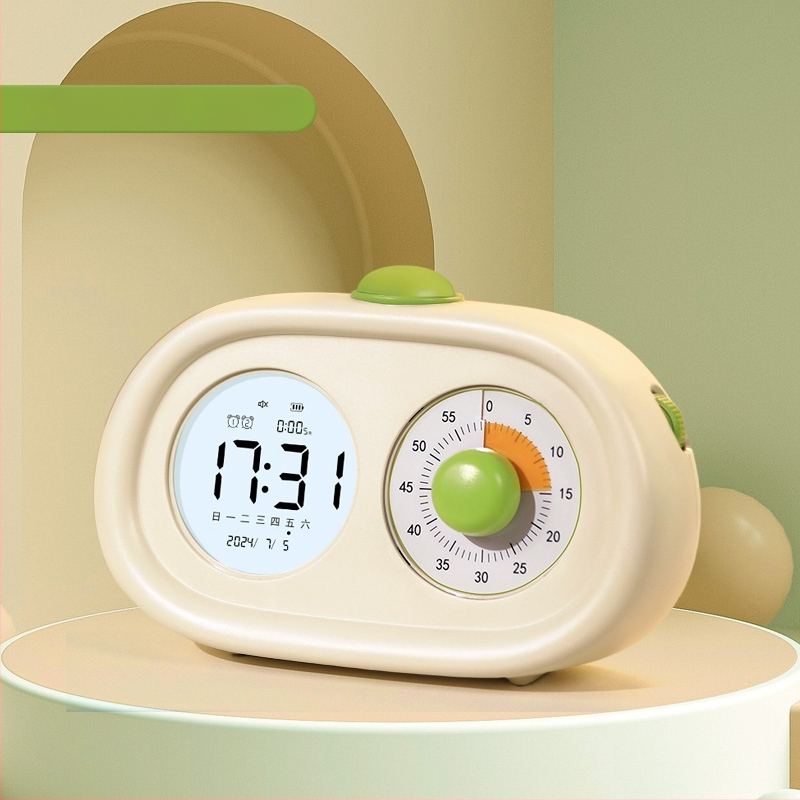 Stalo laikrodis studentams ir vaikams, tylus mechaninis judėjimas, LED ekranas, išorinis maitinimo šaltinis, kalento stiklo ciferblatas