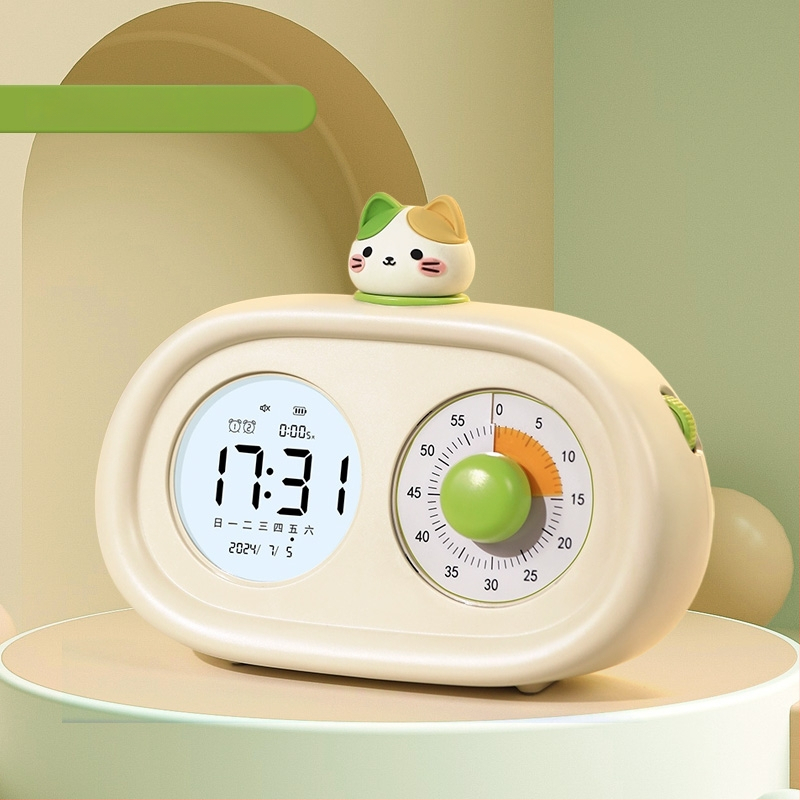 Stalo laikrodis studentams ir vaikams, tylus mechaninis judėjimas, LED ekranas, išorinis maitinimo šaltinis, kalento stiklo ciferblatas