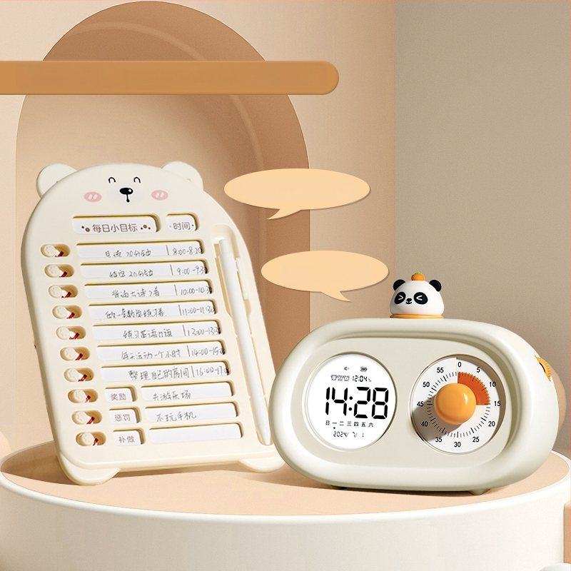 Stalo laikrodis studentams ir vaikams, tylus mechaninis judėjimas, LED ekranas, išorinis maitinimo šaltinis, kalento stiklo ciferblatas