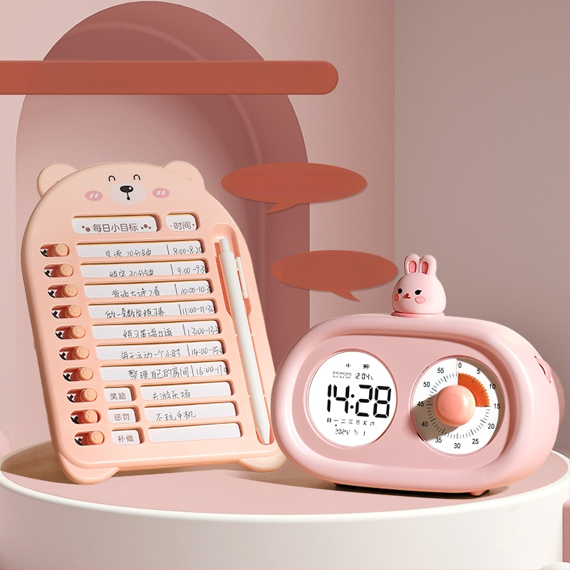 Stalo laikrodis studentams ir vaikams, tylus mechaninis judėjimas, LED ekranas, išorinis maitinimo šaltinis, kalento stiklo ciferblatas
