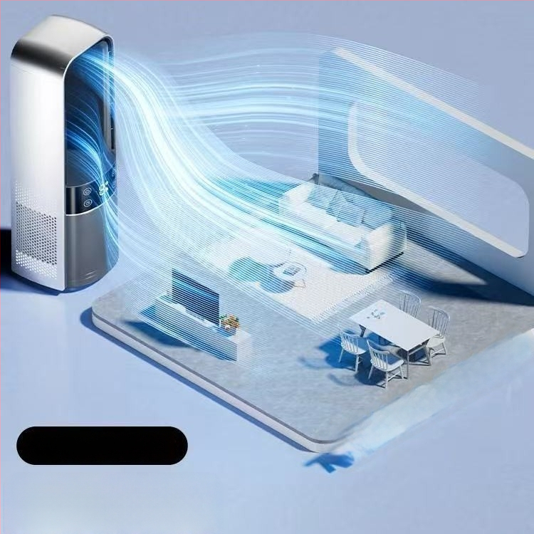 USB ventiliatorius be mentelių su natūraliu vėju, 4 greičiai, įmontuota 2000–4000 mAh baterija, veikimo laikas 8–12 valandų