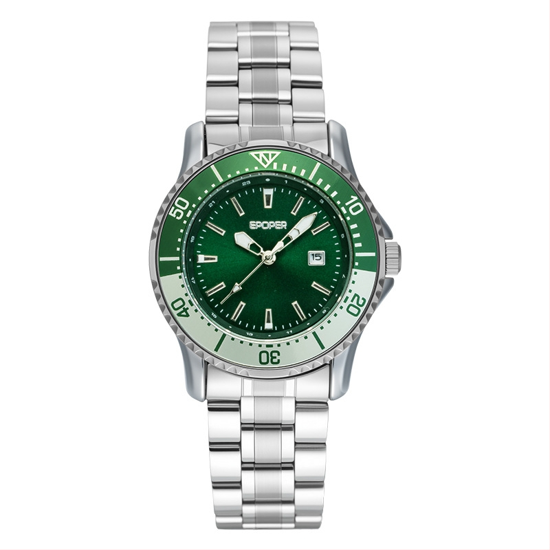 Vīriešu kvarca pulkstenis — kalendārs, spīd tumsā, 30M ūdensizturība, nerūsējoša tērauda korpuss un siksna, 34 mm diametrs