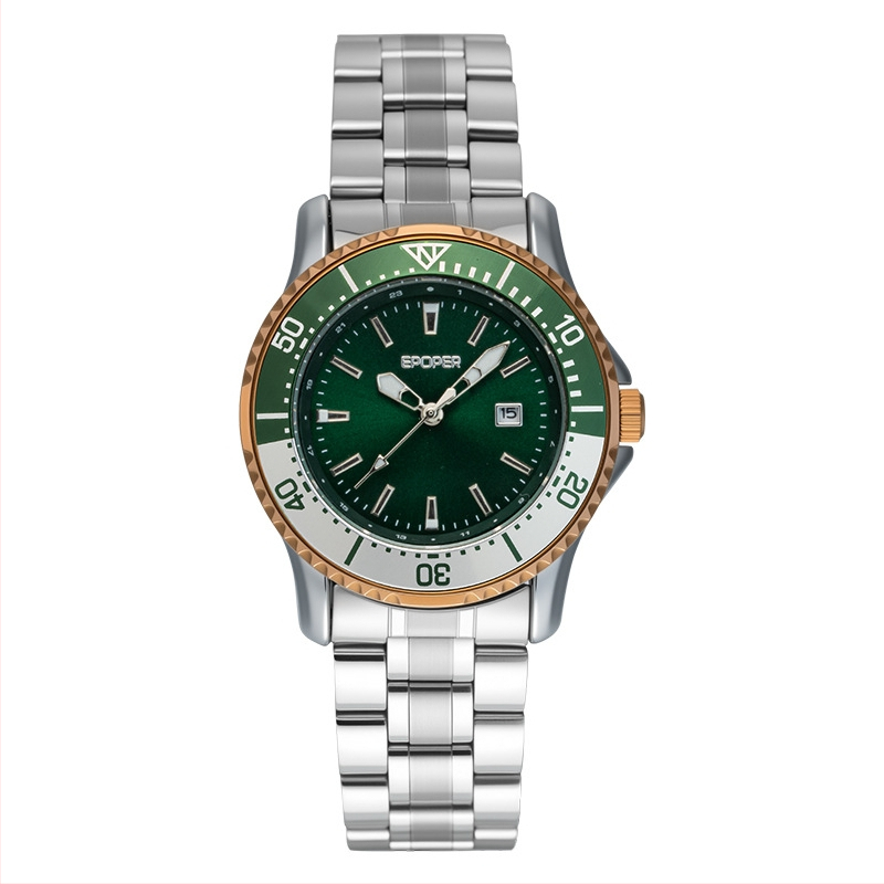 Vīriešu kvarca pulkstenis — kalendārs, spīd tumsā, 30M ūdensizturība, nerūsējoša tērauda korpuss un siksna, 34 mm diametrs