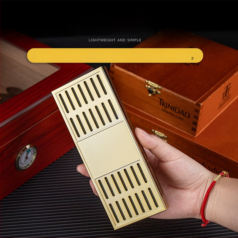 Увлажнител за пури — преносим правоъгълен кутия, неръждаема стомана + ABS, за пури и чай, HANNICOOK