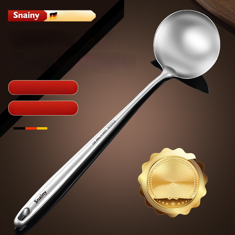 Hiaini virtuvės šaukštas iš 316 nerūdijančio plieno su ilga rankena ir dideliu sriubos šaukštu – aukštos temperatūros atsparumas, logotipo spausdinimas prieinamas