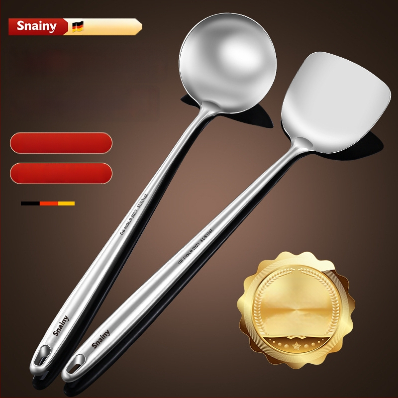 Hiaini virtuvės šaukštas iš 316 nerūdijančio plieno su ilga rankena ir dideliu sriubos šaukštu – aukštos temperatūros atsparumas, logotipo spausdinimas prieinamas