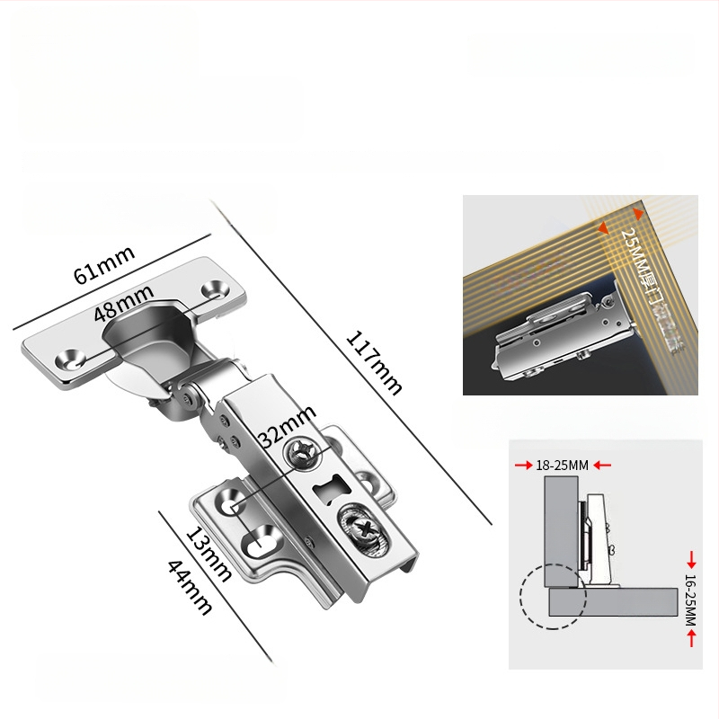 HITE szekrényajtó pánt, rozsdamentes acél, hidraulikus csillapítás, eltávolítható