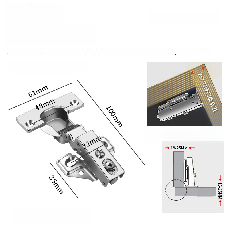 HITE szekrényajtó pánt, rozsdamentes acél, hidraulikus csillapítás, eltávolítható