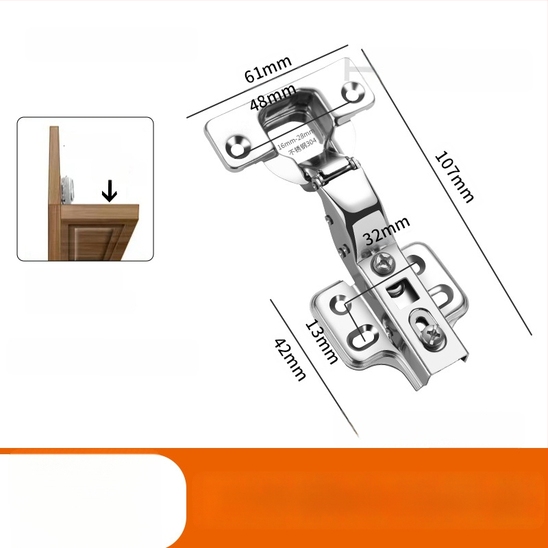 HITE szekrényajtó pánt, rozsdamentes acél, hidraulikus csillapítás, eltávolítható