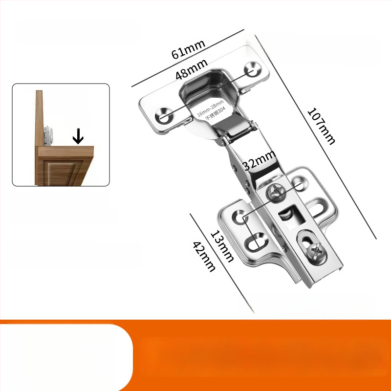 HITE szekrényajtó pánt, rozsdamentes acél, hidraulikus csillapítás, eltávolítható