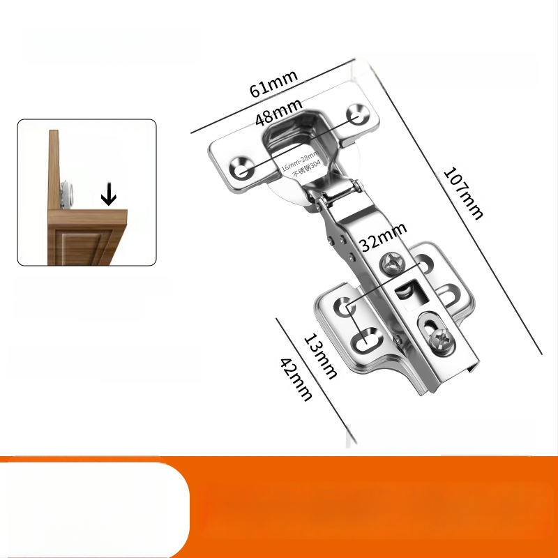 HITE szekrényajtó pánt, rozsdamentes acél, hidraulikus csillapítás, eltávolítható