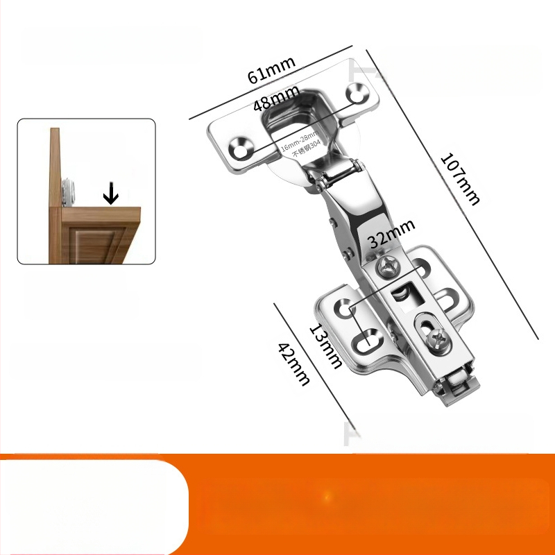 HITE szekrényajtó pánt, rozsdamentes acél, hidraulikus csillapítás, eltávolítható