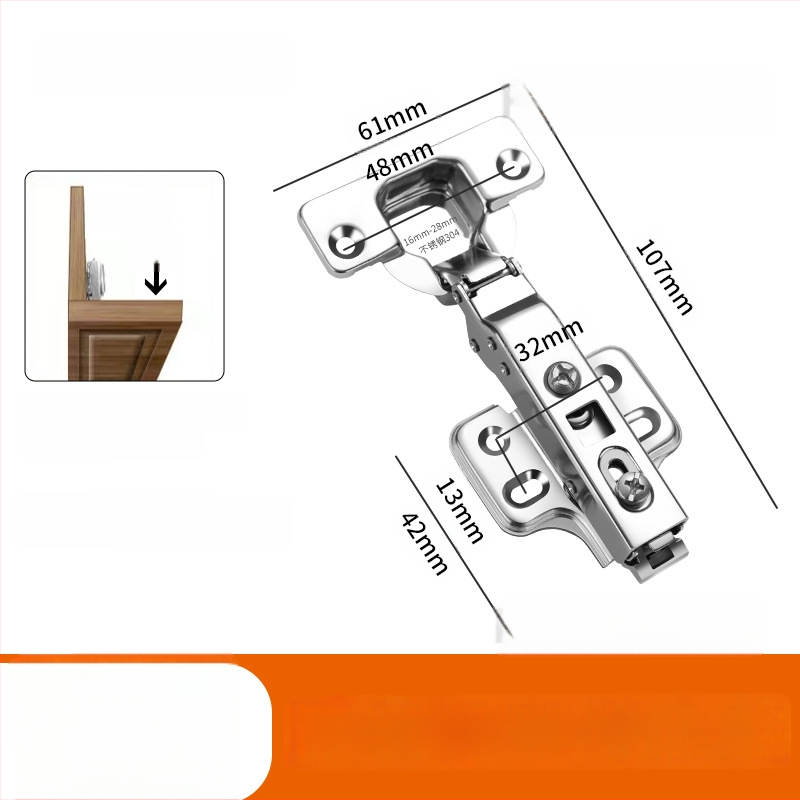 HITE szekrényajtó pánt, rozsdamentes acél, hidraulikus csillapítás, eltávolítható