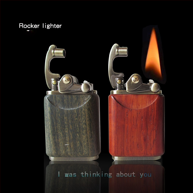 Kerozina aizdedzinātājs ar metāla korpusu un rosewood apdari, vēja izturīgs, logotipa gravēšana, dāvanu kastes iespēja