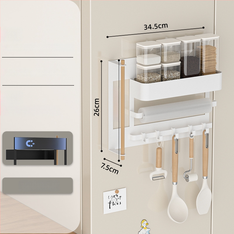 Magnetinė šaldytuvo laikymo sistema, be gręžimo, sieninė, nuimamas virtuvės organizatorius