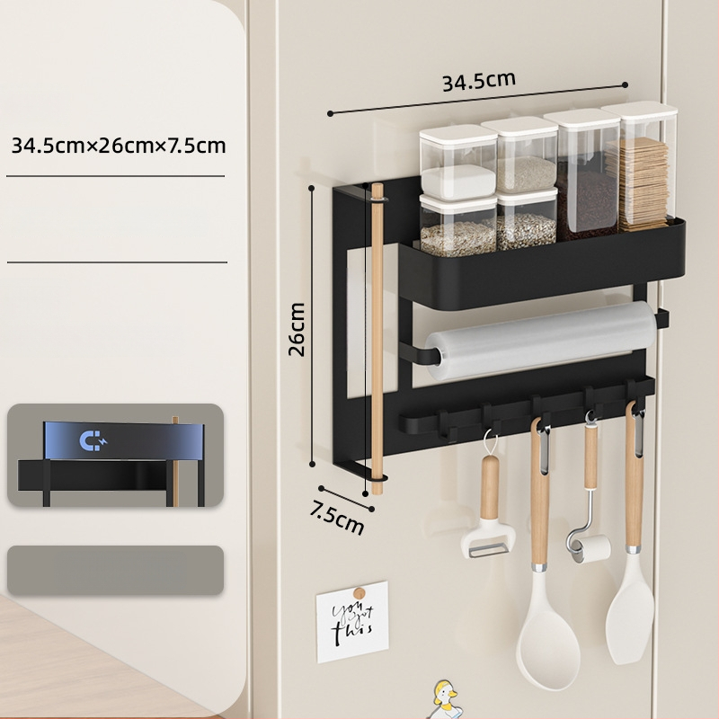 Magnetinė šaldytuvo laikymo sistema, be gręžimo, sieninė, nuimamas virtuvės organizatorius