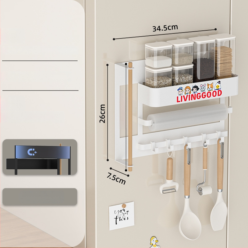 Magnetinė šaldytuvo laikymo sistema, be gręžimo, sieninė, nuimamas virtuvės organizatorius
