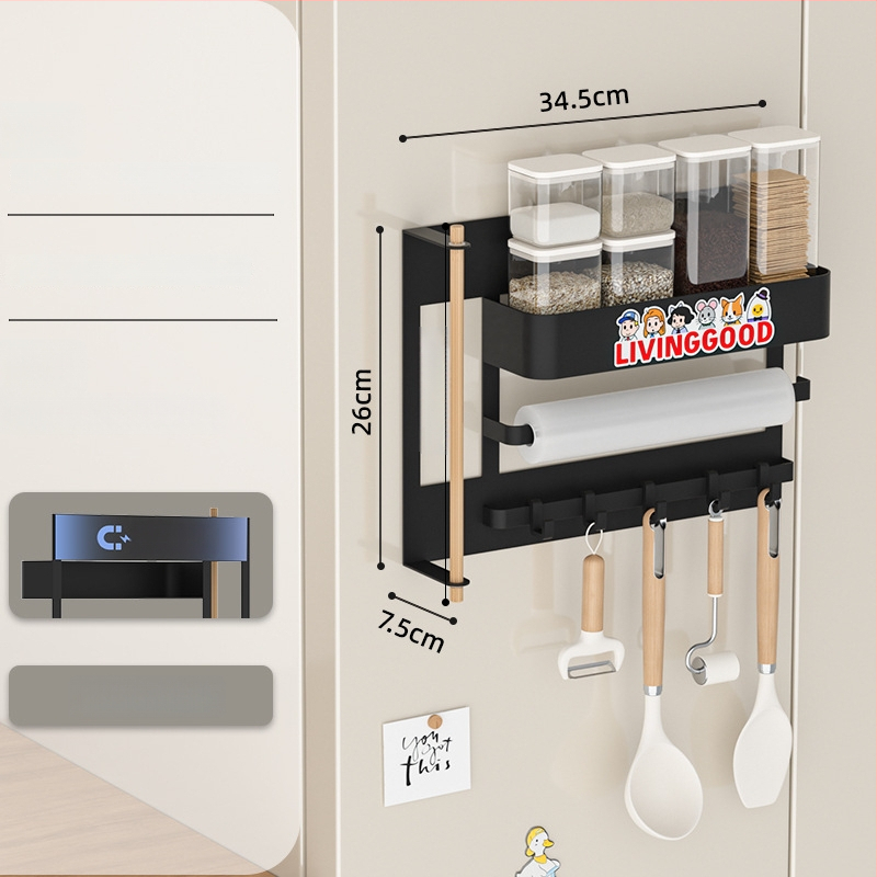 Magnetinė šaldytuvo laikymo sistema, be gręžimo, sieninė, nuimamas virtuvės organizatorius