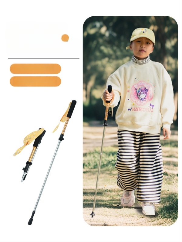 Vaikų žygio lazda, aliuminio lydinys, 170 g, 3 dalys, išorinis užrakto mechanizmas, tiesi rankena