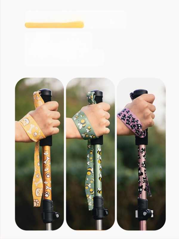 Vaikų žygio lazda, aliuminio lydinys, 170 g, 3 dalys, išorinis užrakto mechanizmas, tiesi rankena