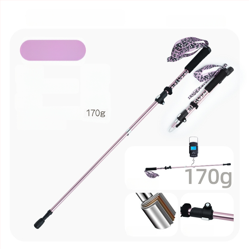 Vaikų žygio lazda, aliuminio lydinys, 170 g, 3 dalys, išorinis užrakto mechanizmas, tiesi rankena