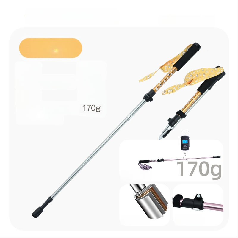 Vaikų žygio lazda, aliuminio lydinys, 170 g, 3 dalys, išorinis užrakto mechanizmas, tiesi rankena