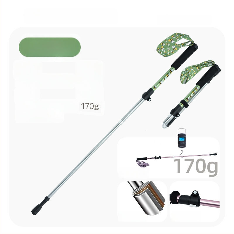 Vaikų žygio lazda, aliuminio lydinys, 170 g, 3 dalys, išorinis užrakto mechanizmas, tiesi rankena