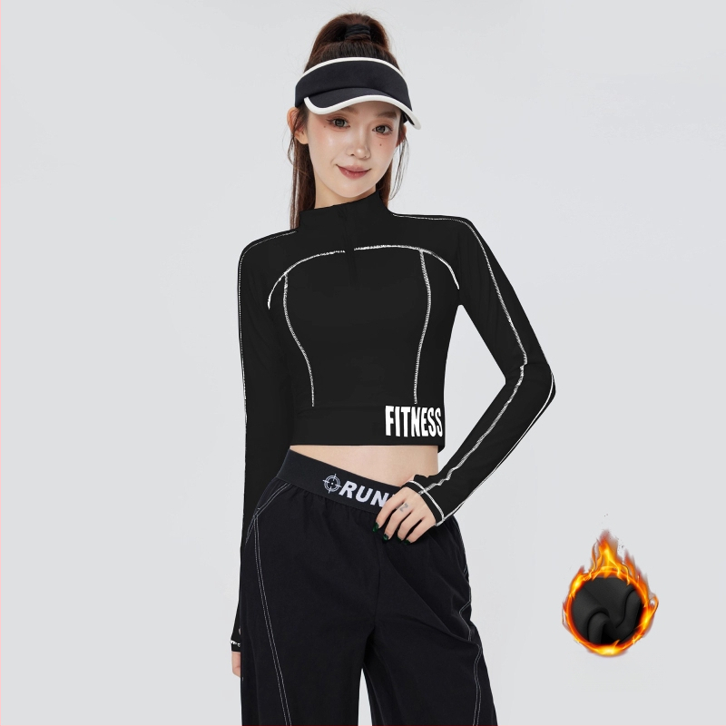 Ženski set za trčanje na otvorenom — uski kroj, dugi rukav, brzo-sušeci top, s jastučićem za prsni koš, najlon/spandeks, 2025