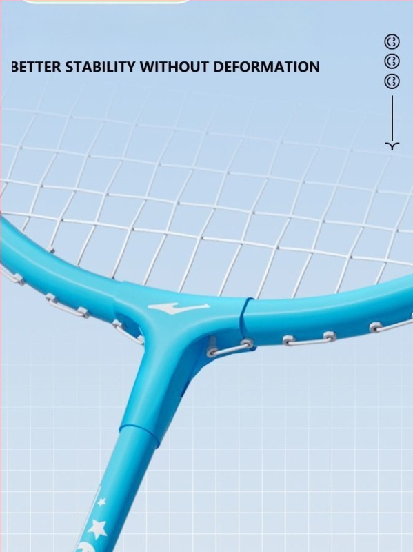Pora badminton raketė vaikams, aliuminio lydinio rėmas, svoris 95–100 g, rankenos dydis G5, veleno kietumas vidutinis