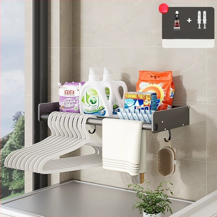 Seininis skalbimo mašinos laikiklis, be gręžimo, aliuminio lydinys, modelis M4A10, apkrova 20 kg, vieno lygio, paviršiaus apdaila: plastinis purškimas