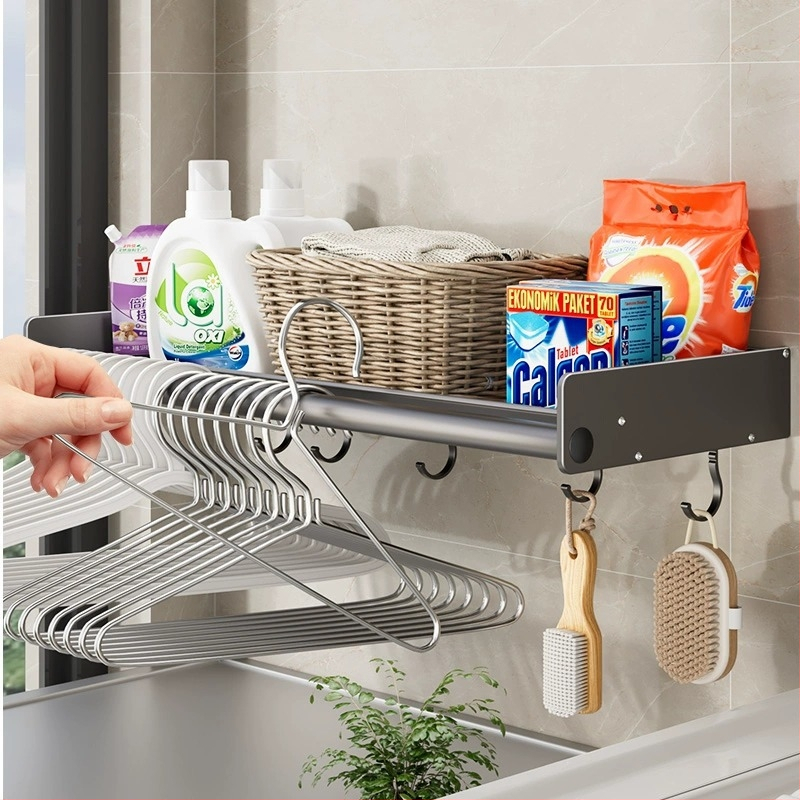 Seininis skalbimo mašinos laikiklis, be gręžimo, aliuminio lydinys, modelis M4A10, apkrova 20 kg, vieno lygio, paviršiaus apdaila: plastinis purškimas