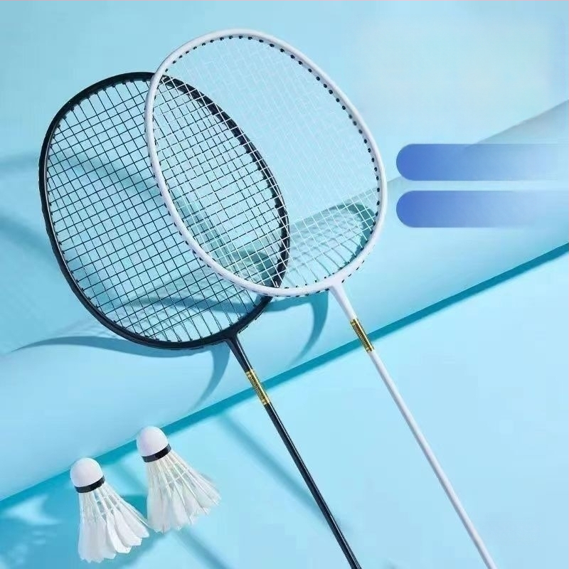 Badminton raketės komplektas (pora) suaugusiems ir vaikams, aliuminio lydinio rėmas, nailoninis pluoštas, svoris 95–100 g, tiesus kotas