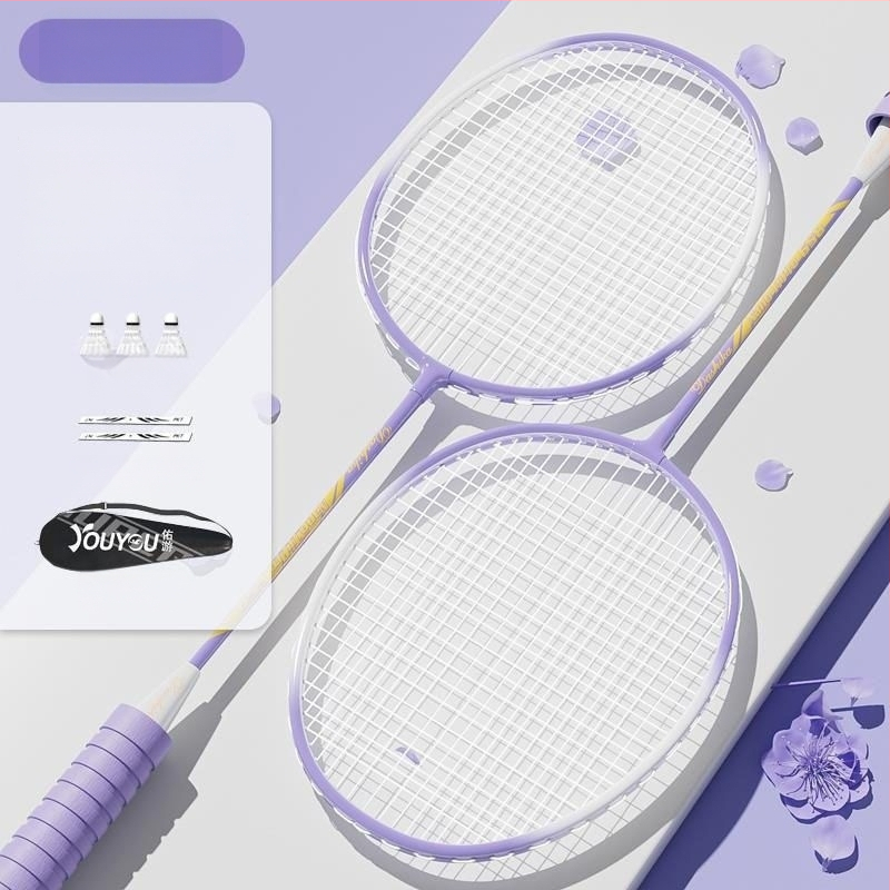 Badminton raketės komplektas (pora) suaugusiems ir vaikams, aliuminio lydinio rėmas, nailoninis pluoštas, svoris 95–100 g, tiesus kotas