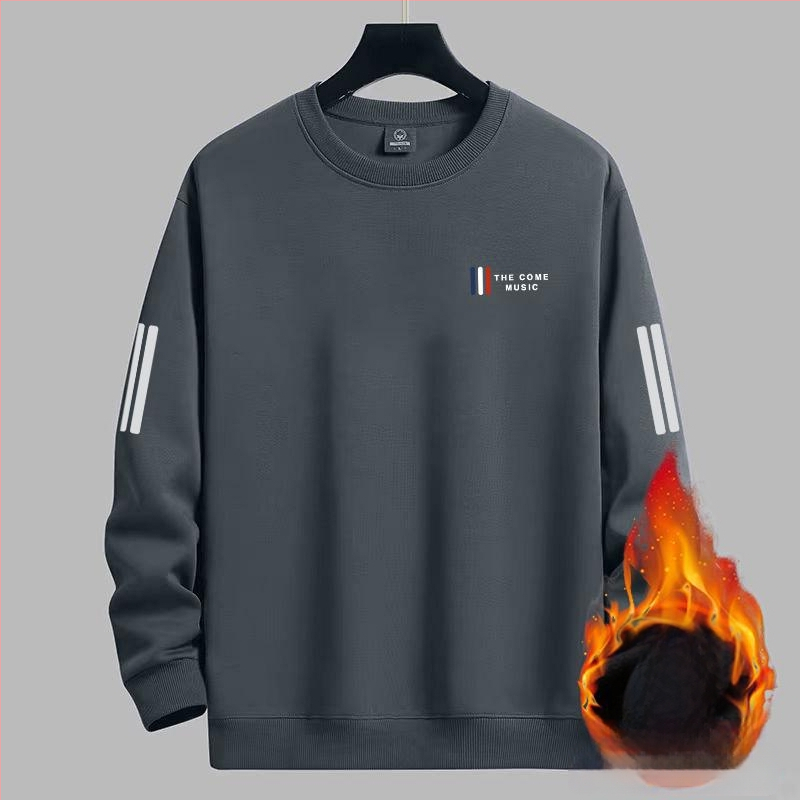 Férfi téli pulóver, laza szabású, kerek nyakú (crewneck), hosszú ujjú, poliészter 96%+